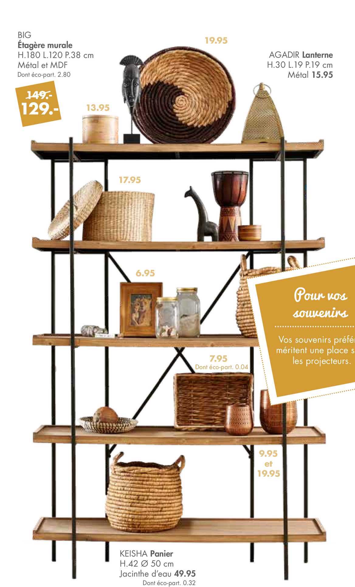 étagère murale big, lanterne agadir, panier keisha
