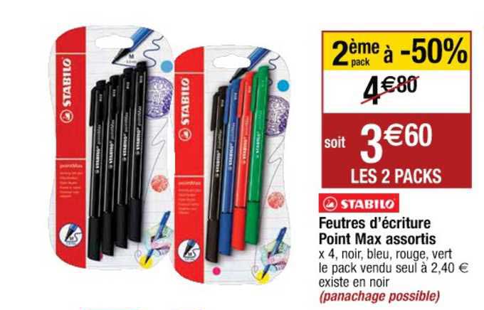feutres d'écriture point max assortis stabilo