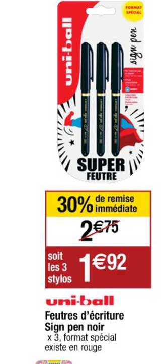 feutres d'écriture sign pen noir uni-ball