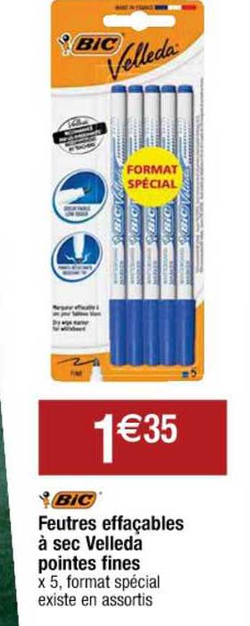 feutres effaçables à sec velleda pointes fines bic