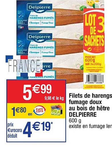 filets de harengs fumage doux au bois de hêtre delpierre