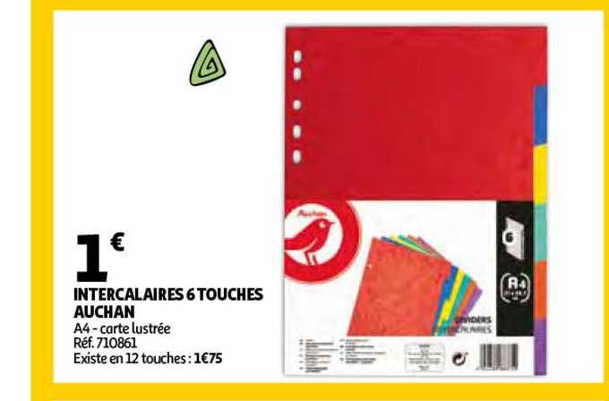 intercalaires 6 touches auchan