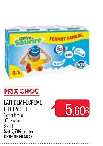 lait demi-écrémé uht lactel