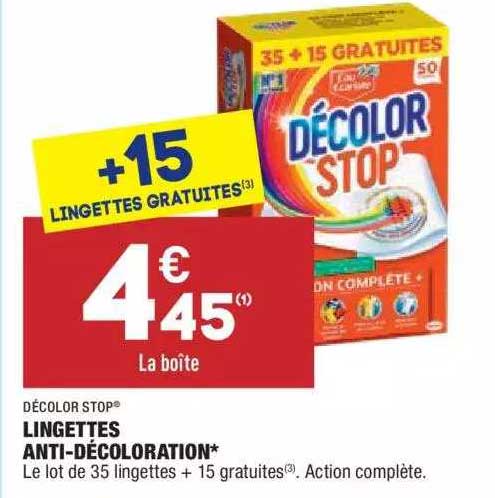 lingettes anti-décoloration décolor stop