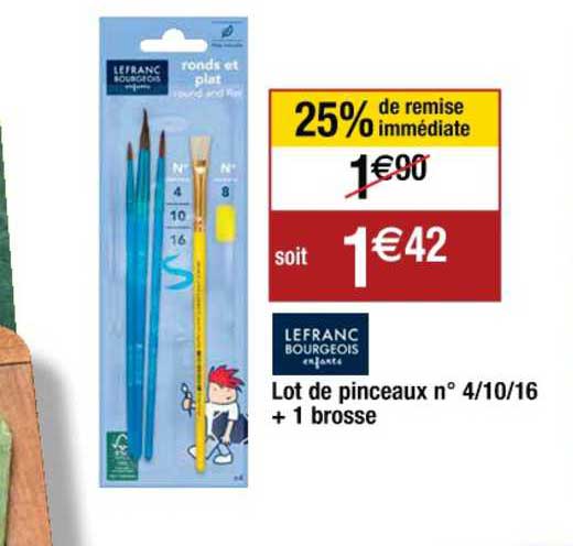 Lot De Pinceaux N°4 - 10 - 16 + 1 Brosse Lefranc Bourgeois