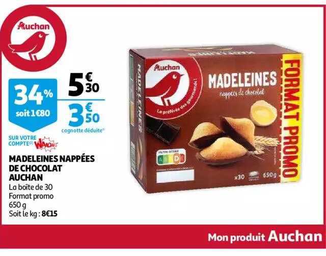 madeleines nappées de chocolat auchan