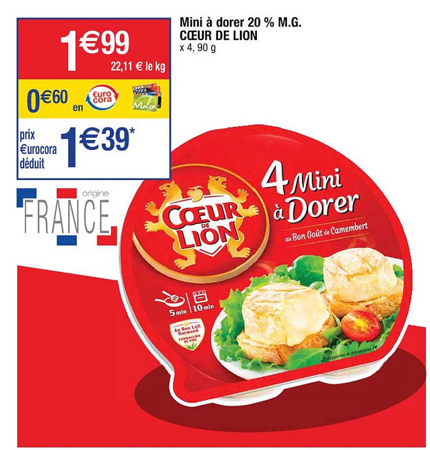 mini à dorer 20% m.g. coeur de lion