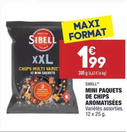 mini paquets de chips aromatisées sibell