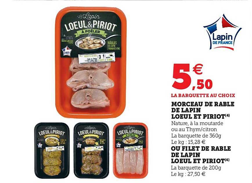 morceau de rable de lapin loeul et piriot ou filet de rable de lapin loeul et piriot