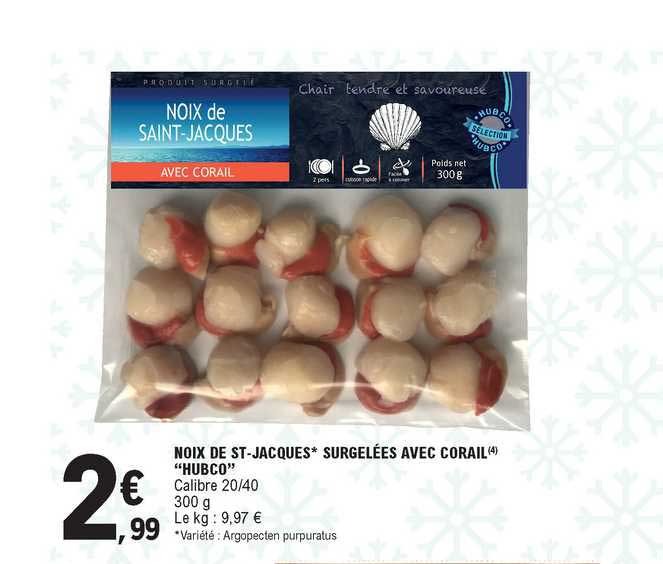 noix de st-jacques surgelées avec corail "hubco"