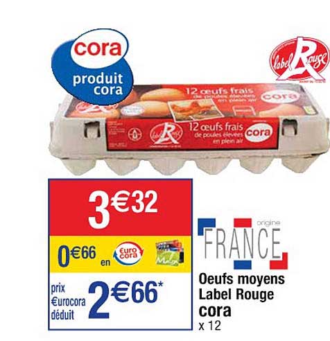 oeufs moyens label rouge cora