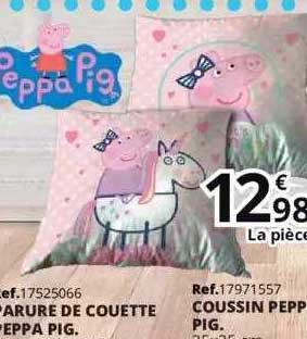 parure de couette peppa pig, coussin peppa pig.