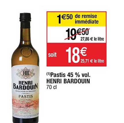 pastis 45% vol. henri bardouin