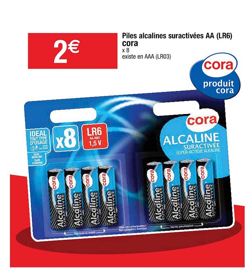Piles Alcalines Suractivées Aa (lr6) Cora