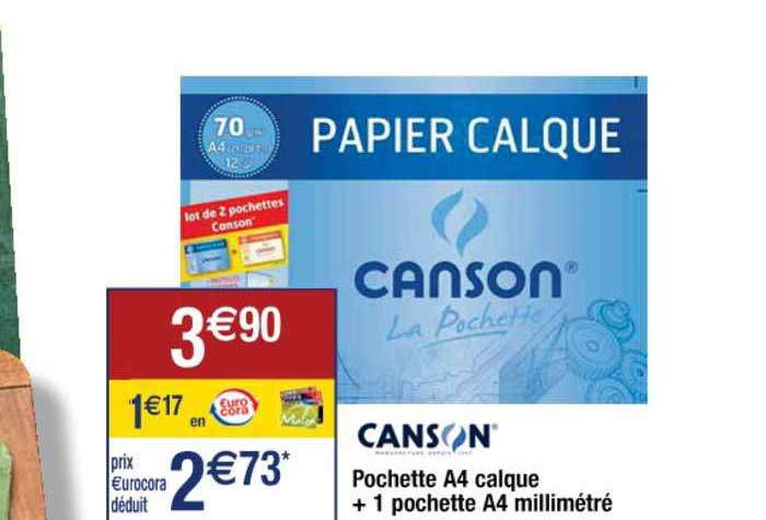 Pochette A4 Calque + 1 Pochette A4 Millimétré Canson