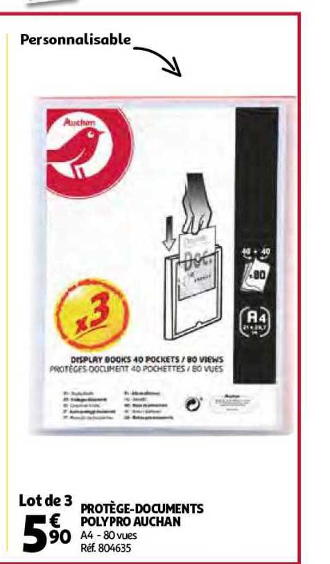 protège-documents polypro auchan