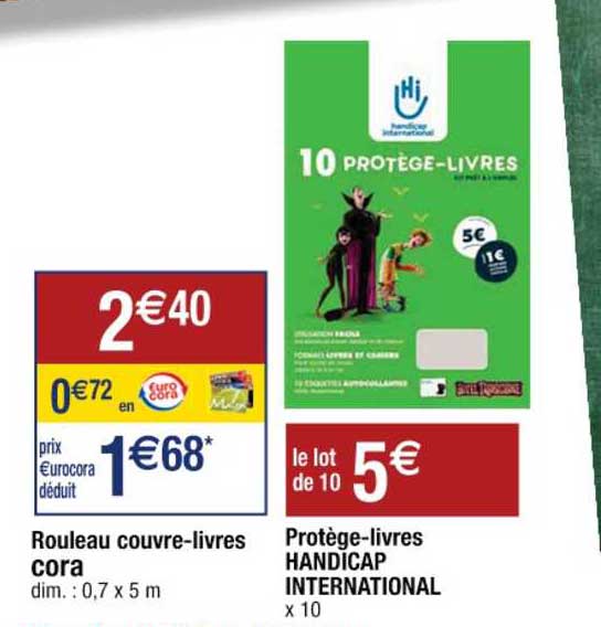 protège-livres handicap international, rouleau couvre-livres cora