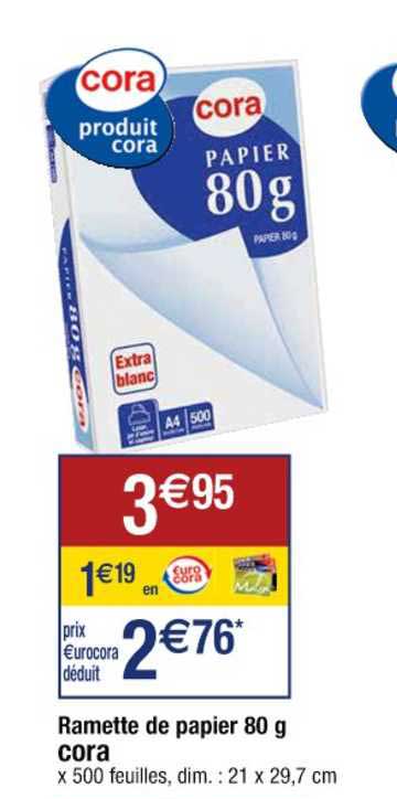ramette de papier 80g cora