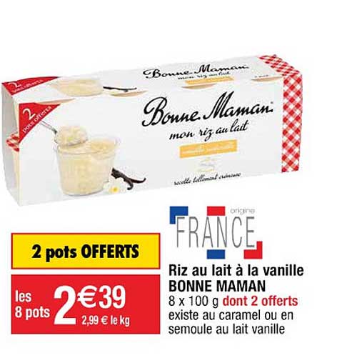 riz au lait à la vanille bonne maman