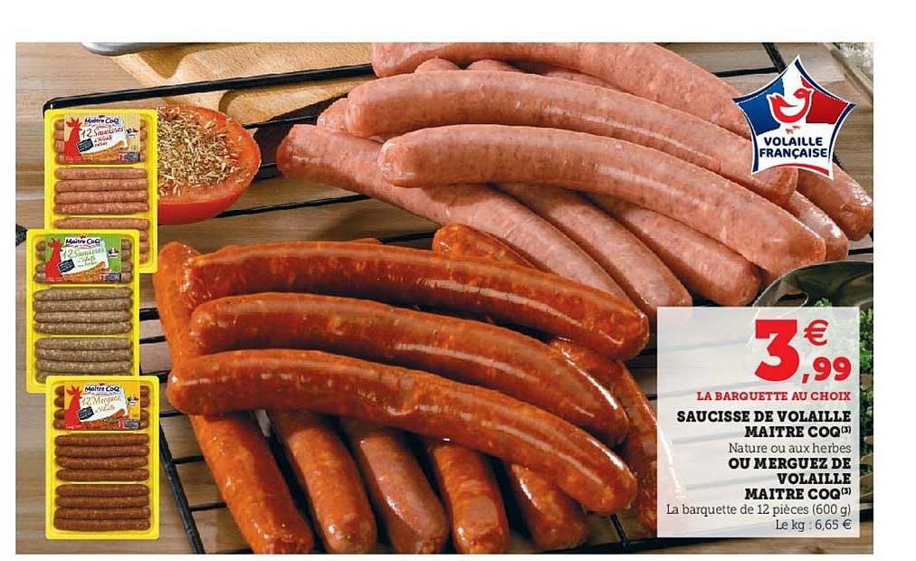 saucisse volaille maître coq ou merguez de volaille maître coq