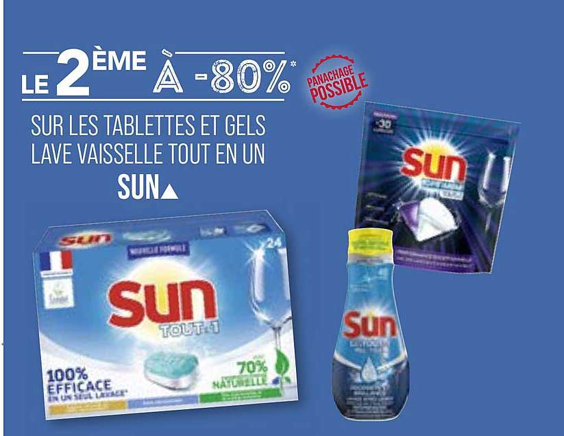tablettes et gels lave vaisselle tout en un sun