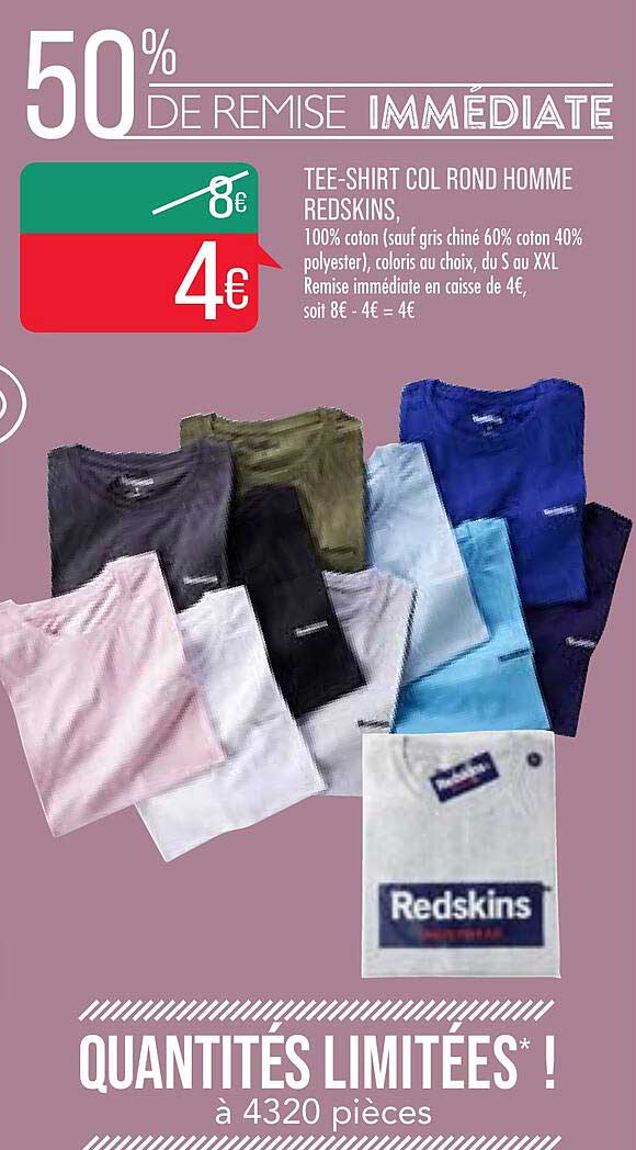 tee-shirt col rond homme redskins