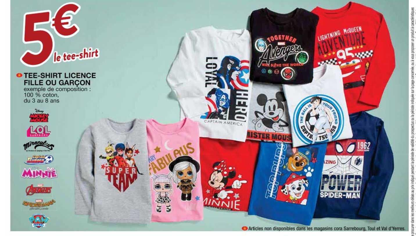 tee-shirt licence fille ou garçon