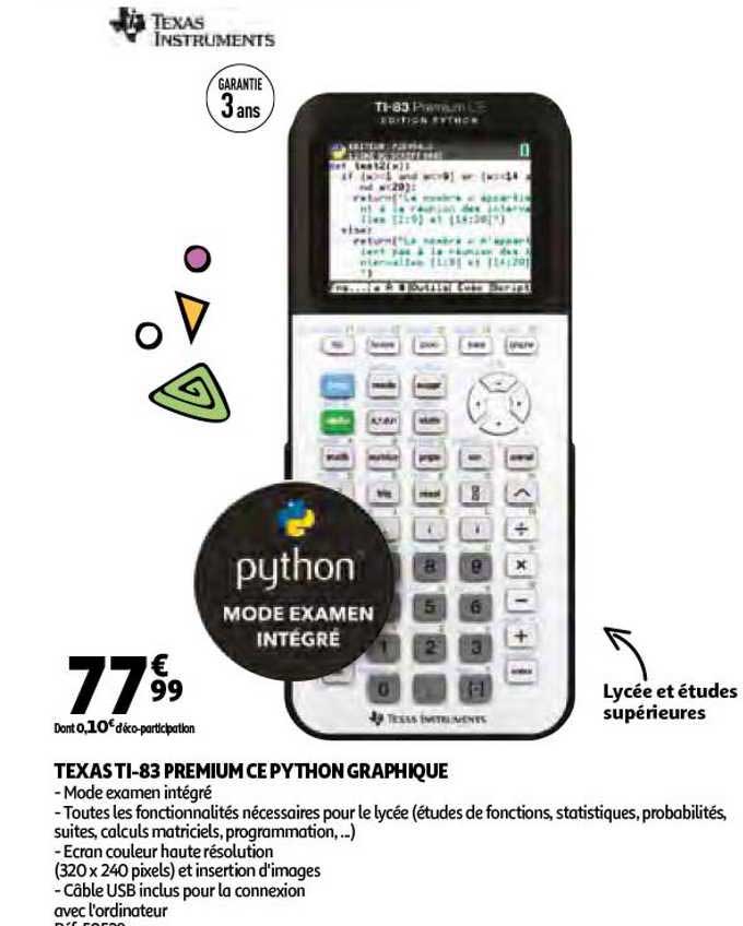 texas ti-83 premium ce python graphique