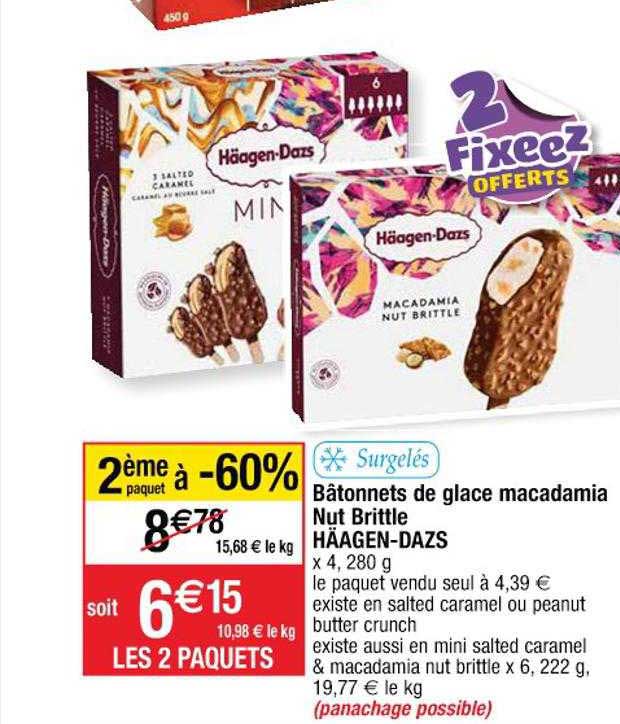 bâtonnets de glace macadamia nut brittle häagen-dazs
