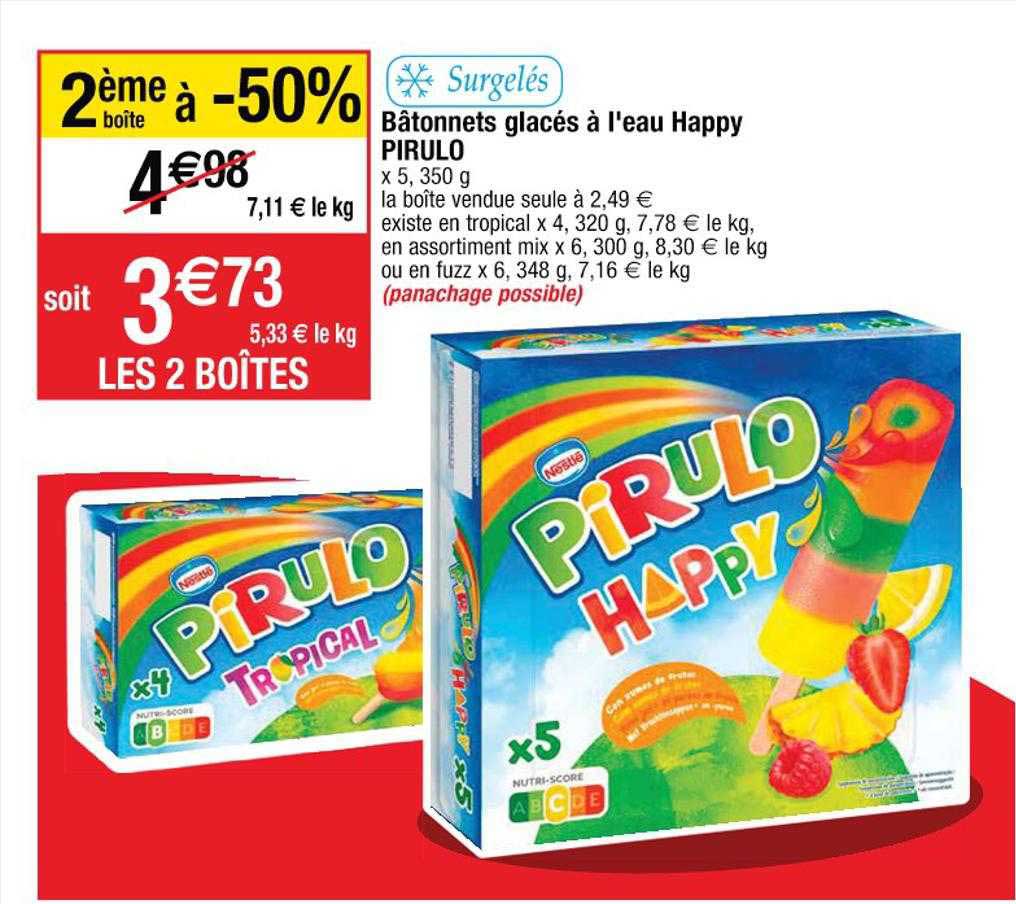bâtonnets glacés à l'eau happy pirulo