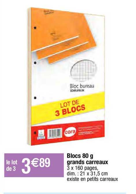 blocs 80 g grands carreaux