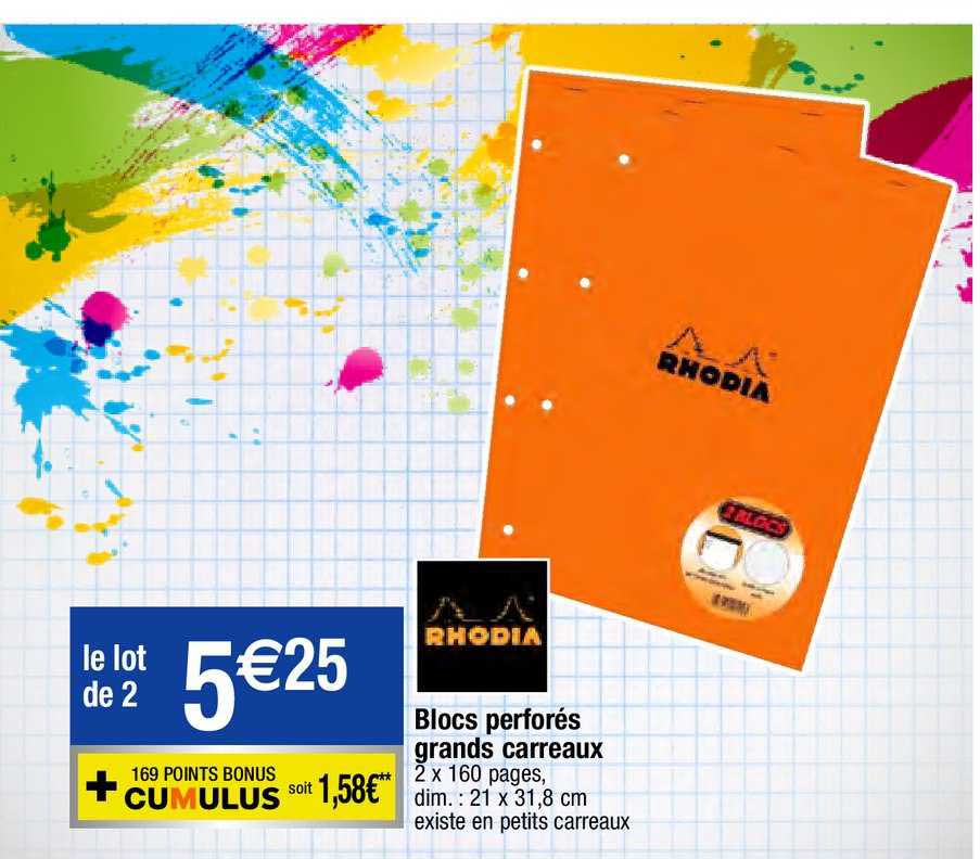 blocs perforés grands carreaux