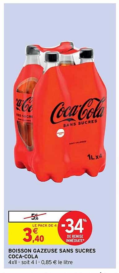 boisson gazeuse sans sucres coca-cola