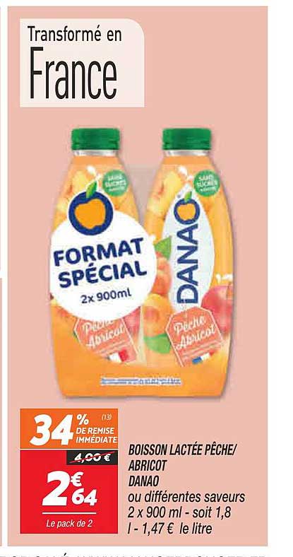 boisson lactée pêche-abricot danao