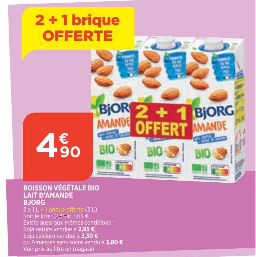 boisson végétale bio lait d'amande bjorg