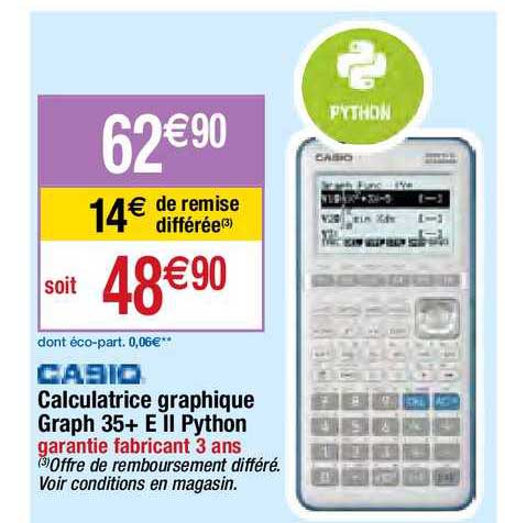 casio calculatrice graphique graph 35+e II python