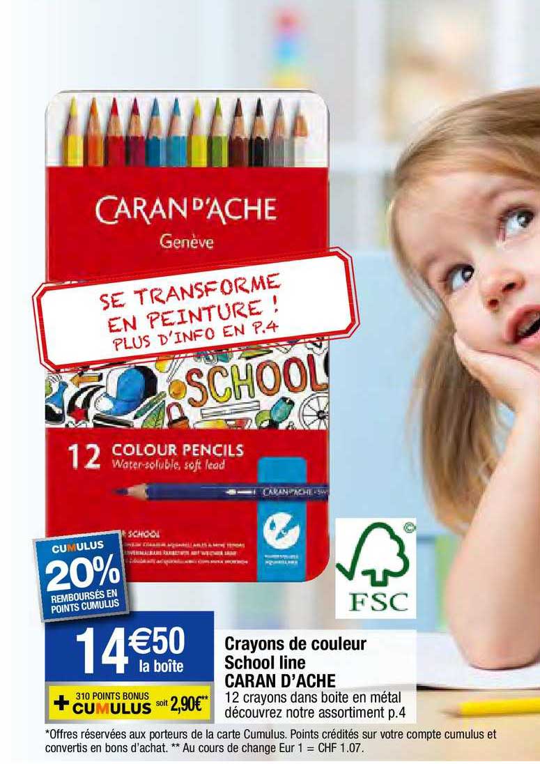 crayons de couleur school line caran d'ache