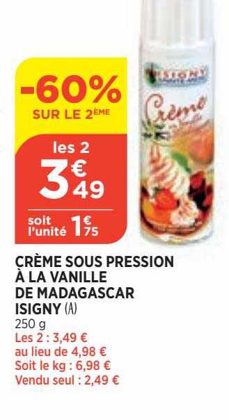 crème sous pression à la vanille de madagascar isigny
