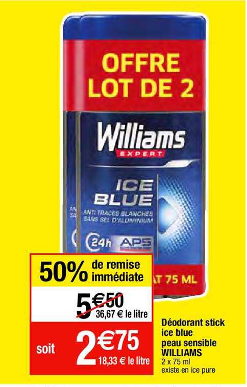 déodorant stick ice blue peau sensible williams