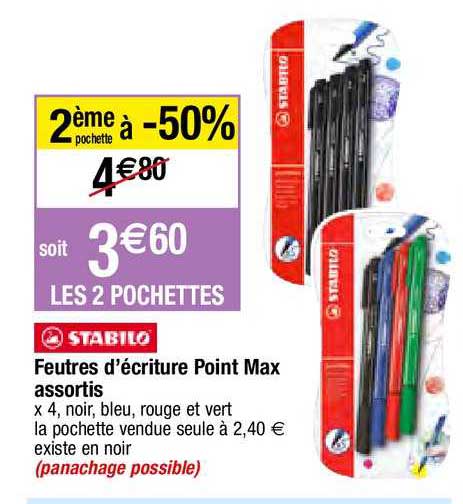 feutres d'écritures point max assortis