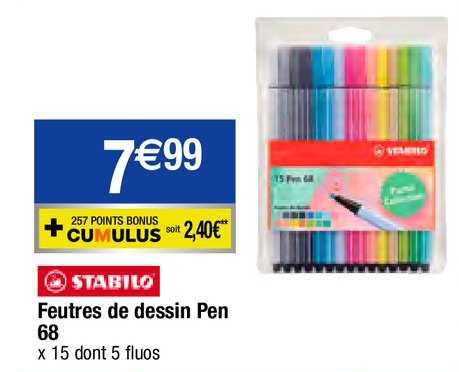 feutres de dessin pen 68 stabilo