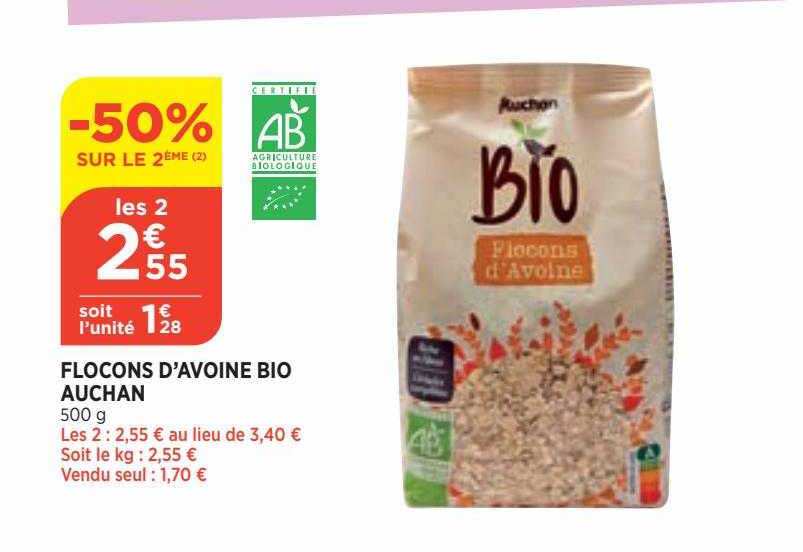 flocons d'avoine bio auchan