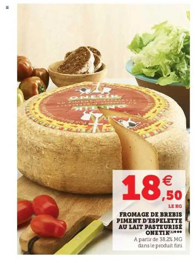 fromage de brebis piment d'espelette au lait pasteurise onetik