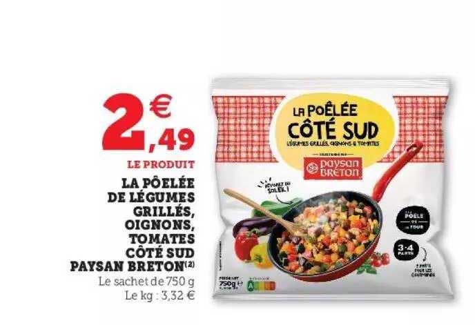 la pôelée de légumes grillés, oignons, tomates côté sud paysan breton