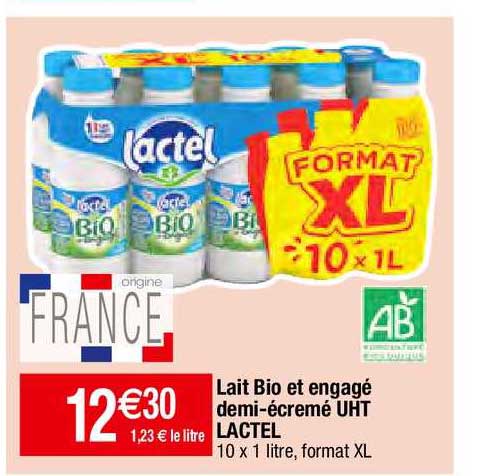 laitBio et engagé demi-écremé uht lactel