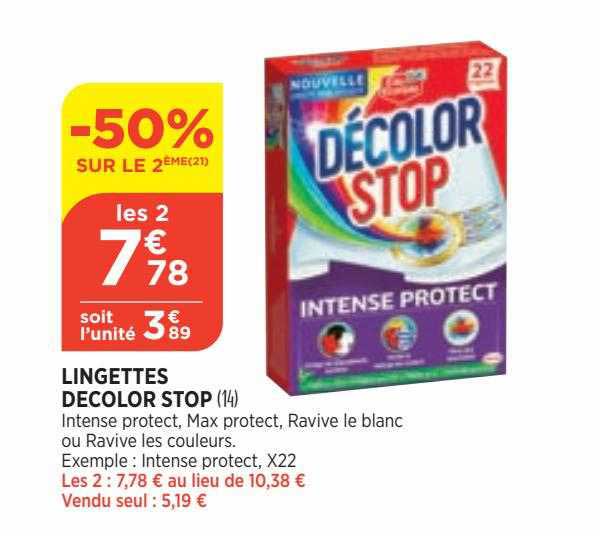 lingettes decolor stop -50% sur le 2ème