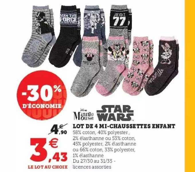 lot de 4 mi-chaussettes enfant