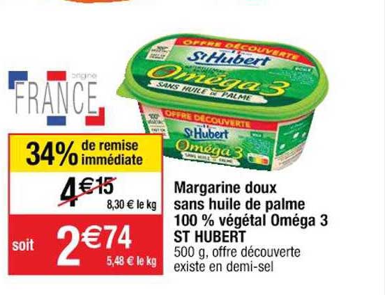 margarine doux sans huile de palme 100% végétal oméga 3 st. hubert
