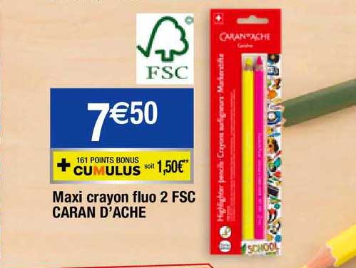 maxi crayon fluo 2 fsc caran d'ache