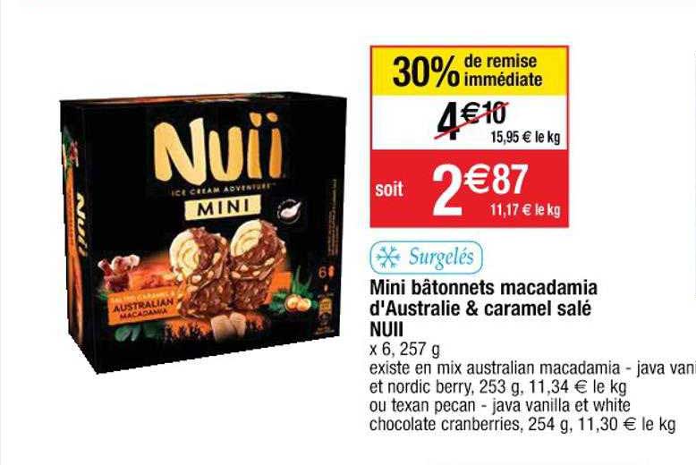 mini bâtonnets macadamia d'australie & caramel salé nuii